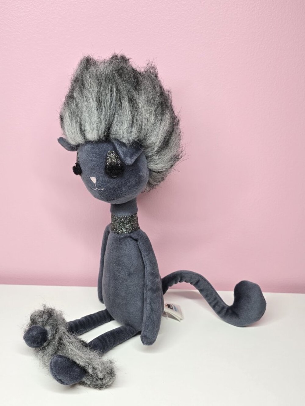 Jellycat Swellegant Kitty Cat Elegant Fancy Fluffy Glitter Plush 14"-Matted Hair - Picture 15 of 16